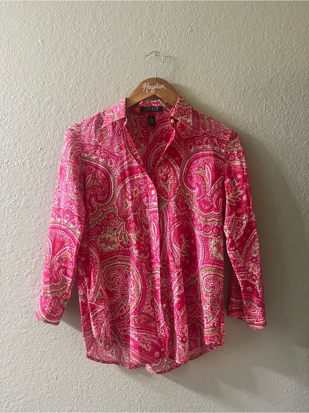 Ralph Lauren Bright Pink Paisley Button-Down Shirt